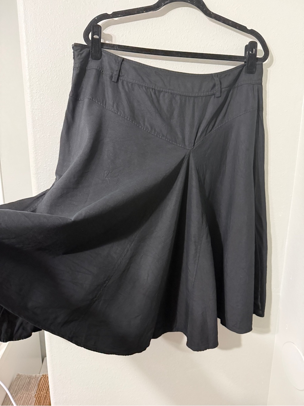 Vintage Alfani Black Asymmetric Details Trumpet Skirt Flowy Silk Cotton Size 16